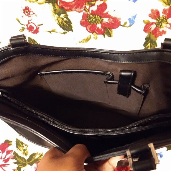 The Limited Large Geometric Black & Cream Tote Purse Handbag - Picture 3 of 9